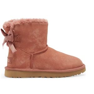 New UGG Mini Bailey Bow Glimmer Faux Fur Lined Boot